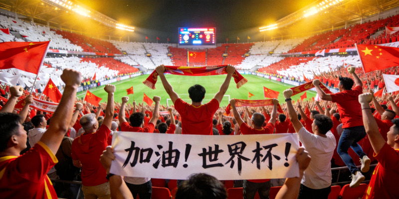 世界杯比赛现场观众热烈欢呼的壮观场面